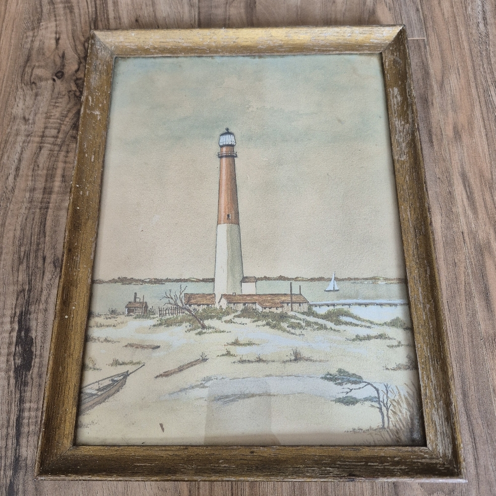 Vintage Lighthouse Artwork In Frame